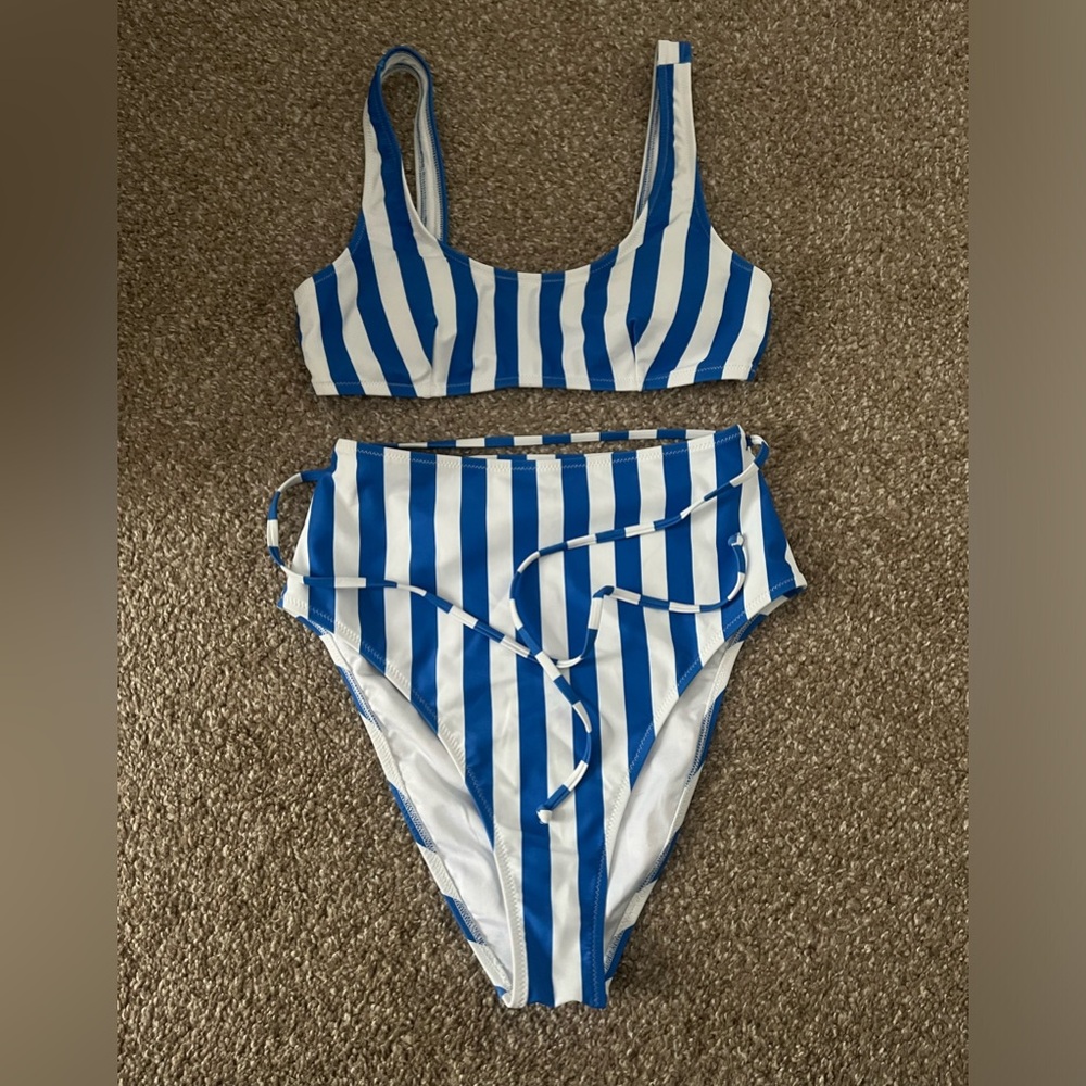 Striped High Waste Two Piece - Picture 2 of 2